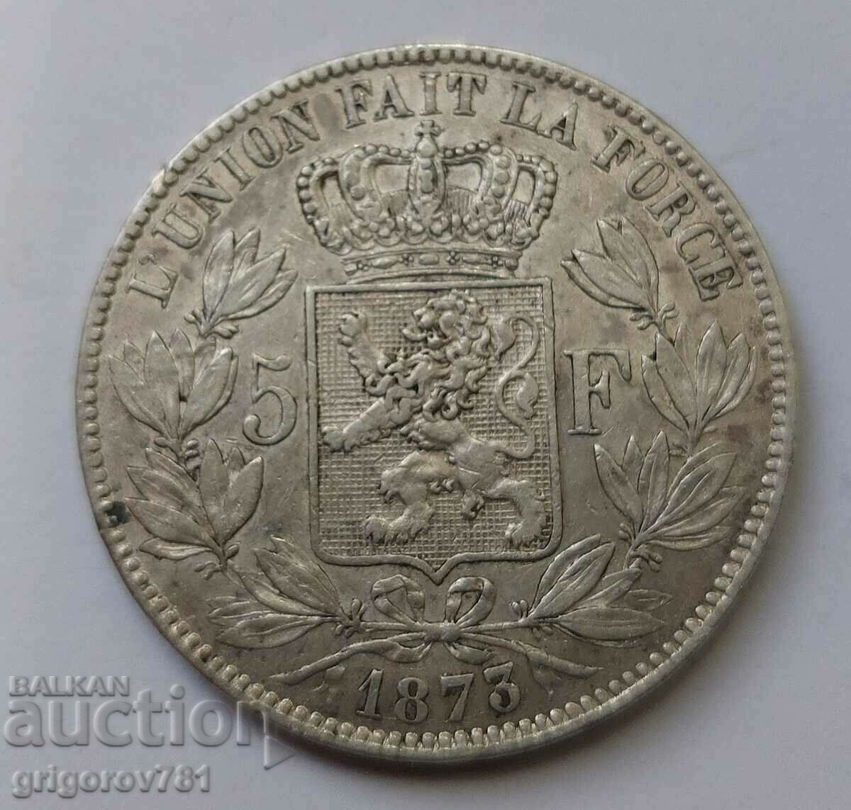 Ασημένιο 5 Φράγκα Βέλγιο 1873 - Ασημένιο νόμισμα #104 με τιμή € 34.26 | 67.01 BGN