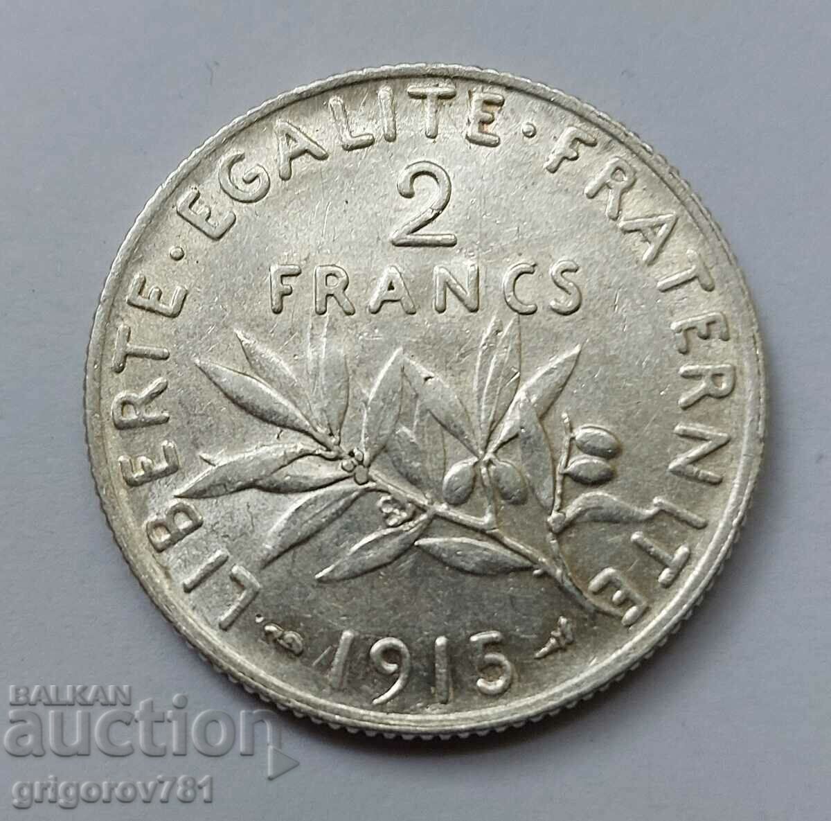 2 Φράγκα Ασήμι Γαλλία 1915 - Ασημένιο νόμισμα #70