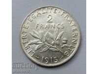 2 франка сребро Франция 1915 - сребърна монета #70