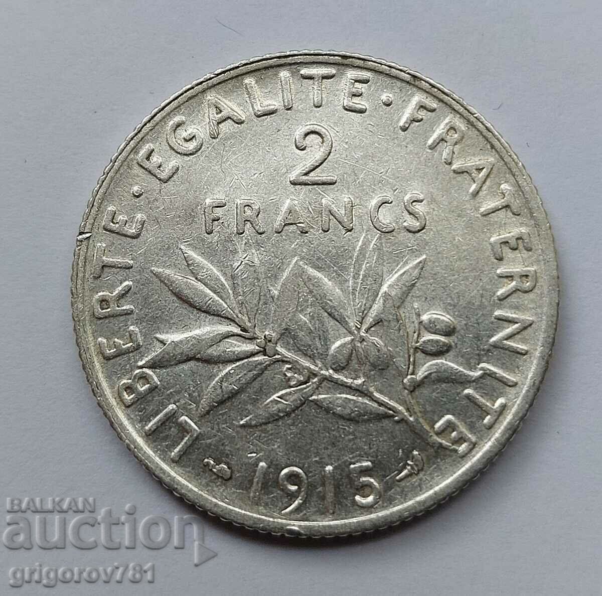 2 Francs Silver France 1915 - Silver Coin #71