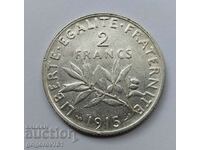 2 Φράγκα Ασήμι Γαλλία 1915 - Ασημένιο νόμισμα #71