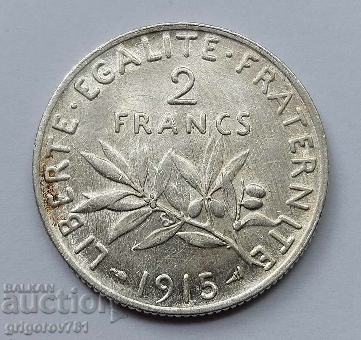 2 Φράγκα Ασήμι Γαλλία 1915 - Ασημένιο νόμισμα #72