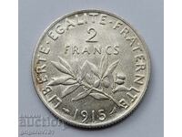 2 Φράγκα Ασήμι Γαλλία 1915 - Ασημένιο νόμισμα #72