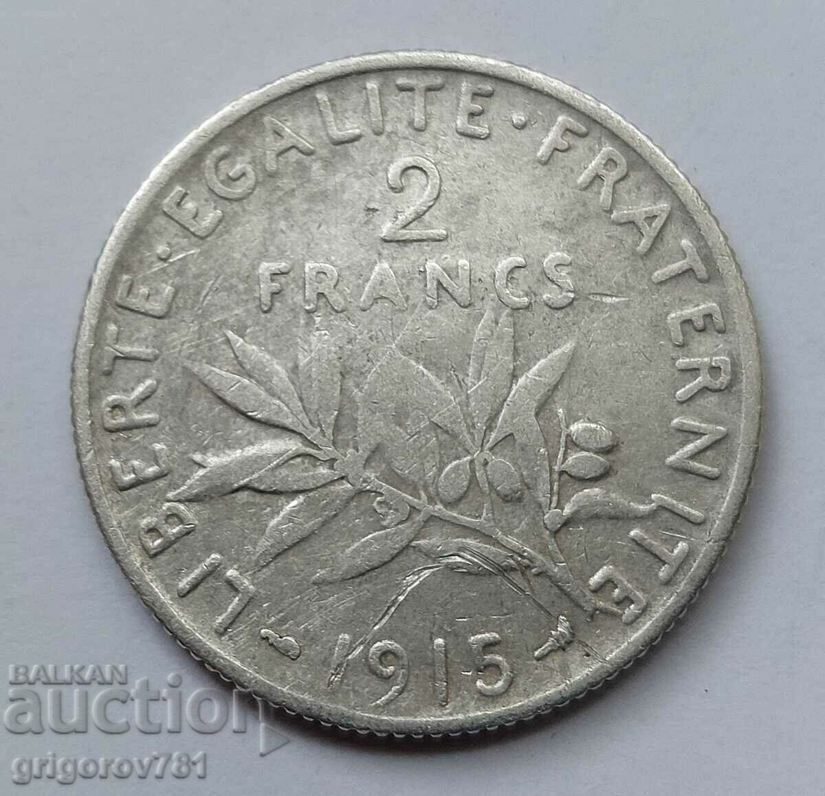 2 Φράγκα Ασήμι Γαλλία 1915 - Ασημένιο νόμισμα #73