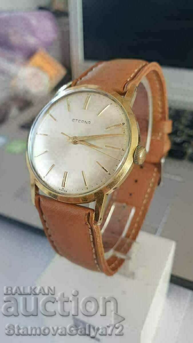 Livrarea Ceas de mână elvețian ETERNA, placat cu aur, pentru bărbați
