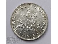 2 франка сребро Франция 1915 - сребърна монета #76