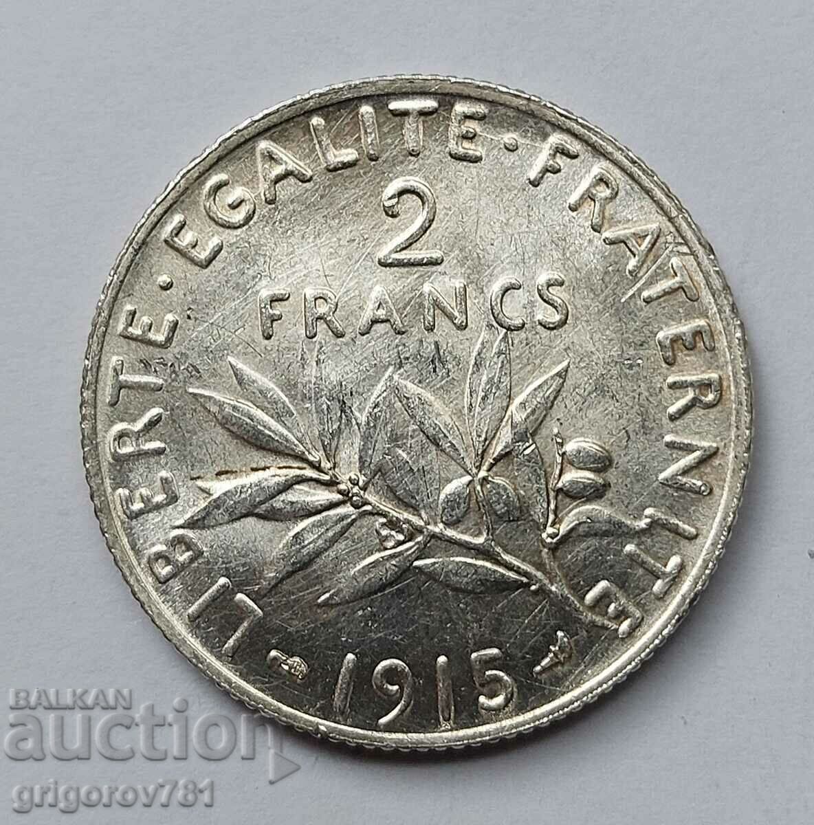 2 Φράγκα Ασήμι Γαλλία 1915 - Ασημένιο νόμισμα #77