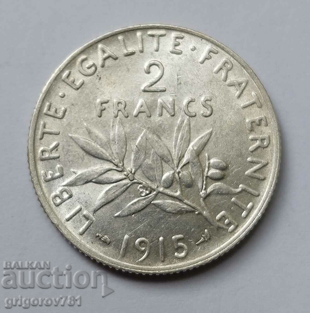 2 Φράγκα Ασήμι Γαλλία 1915 - Ασημένιο νόμισμα #78