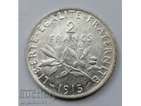 2 Φράγκα Ασήμι Γαλλία 1915 - Ασημένιο νόμισμα #115