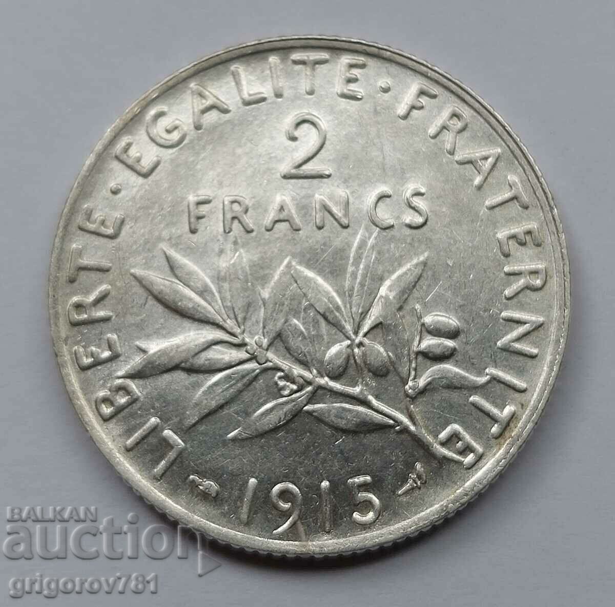 2 Φράγκα Ασήμι Γαλλία 1915 - Ασημένιο νόμισμα #116