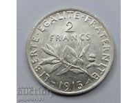 2 Φράγκα Ασήμι Γαλλία 1915 - Ασημένιο νόμισμα #118