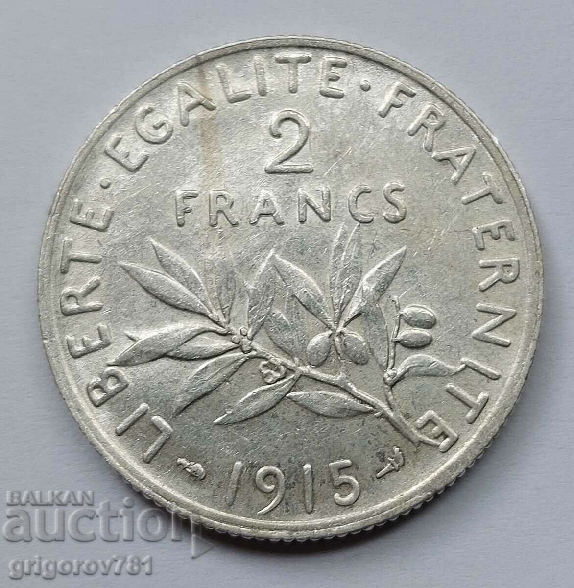 2 франка сребро Франция 1915 - сребърна монета #119