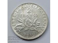 2 франка сребро Франция 1915 - сребърна монета #119