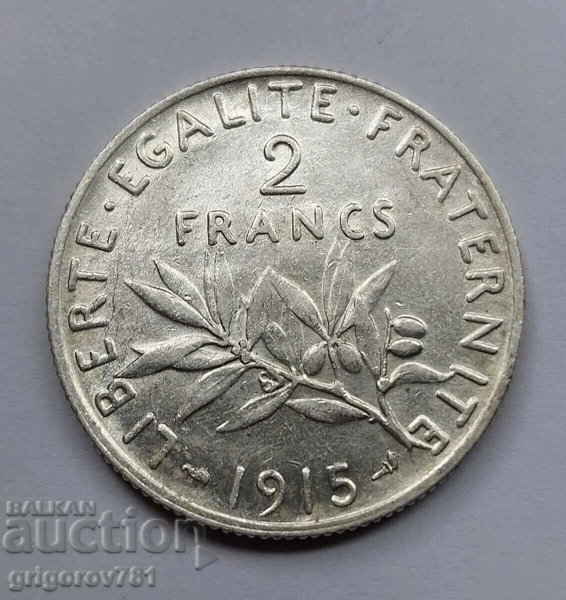 2 Φράγκα Ασήμι Γαλλία 1915 - Ασημένιο νόμισμα #121