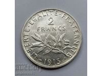 2 франка сребро Франция 1915 - сребърна монета #121