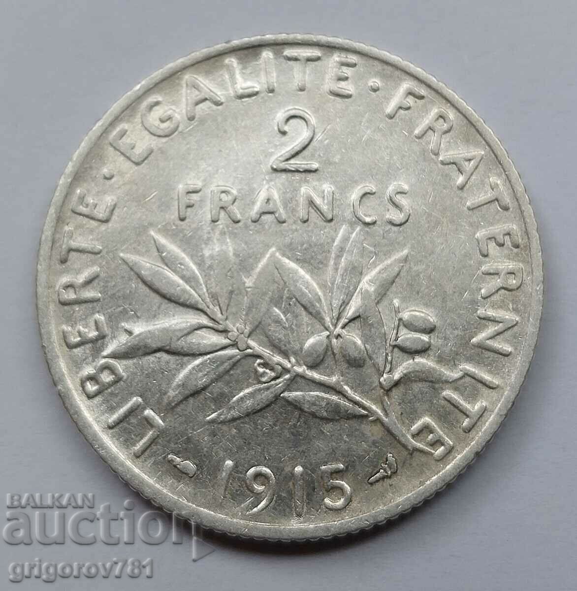 2 Φράγκα Ασήμι Γαλλία 1915 - Ασημένιο νόμισμα #122
