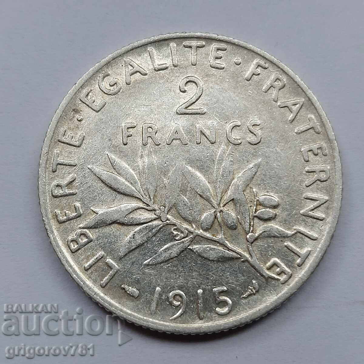 2 Φράγκα Ασήμι Γαλλία 1915 - Ασημένιο νόμισμα #123