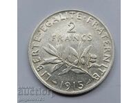 2 Φράγκα Ασήμι Γαλλία 1915 - Ασημένιο νόμισμα #123