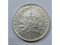 2 франка сребро Франция 1915 - сребърна монета #124