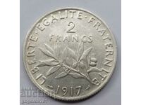 2 франка сребро Франция 1917 - сребърна монета #128