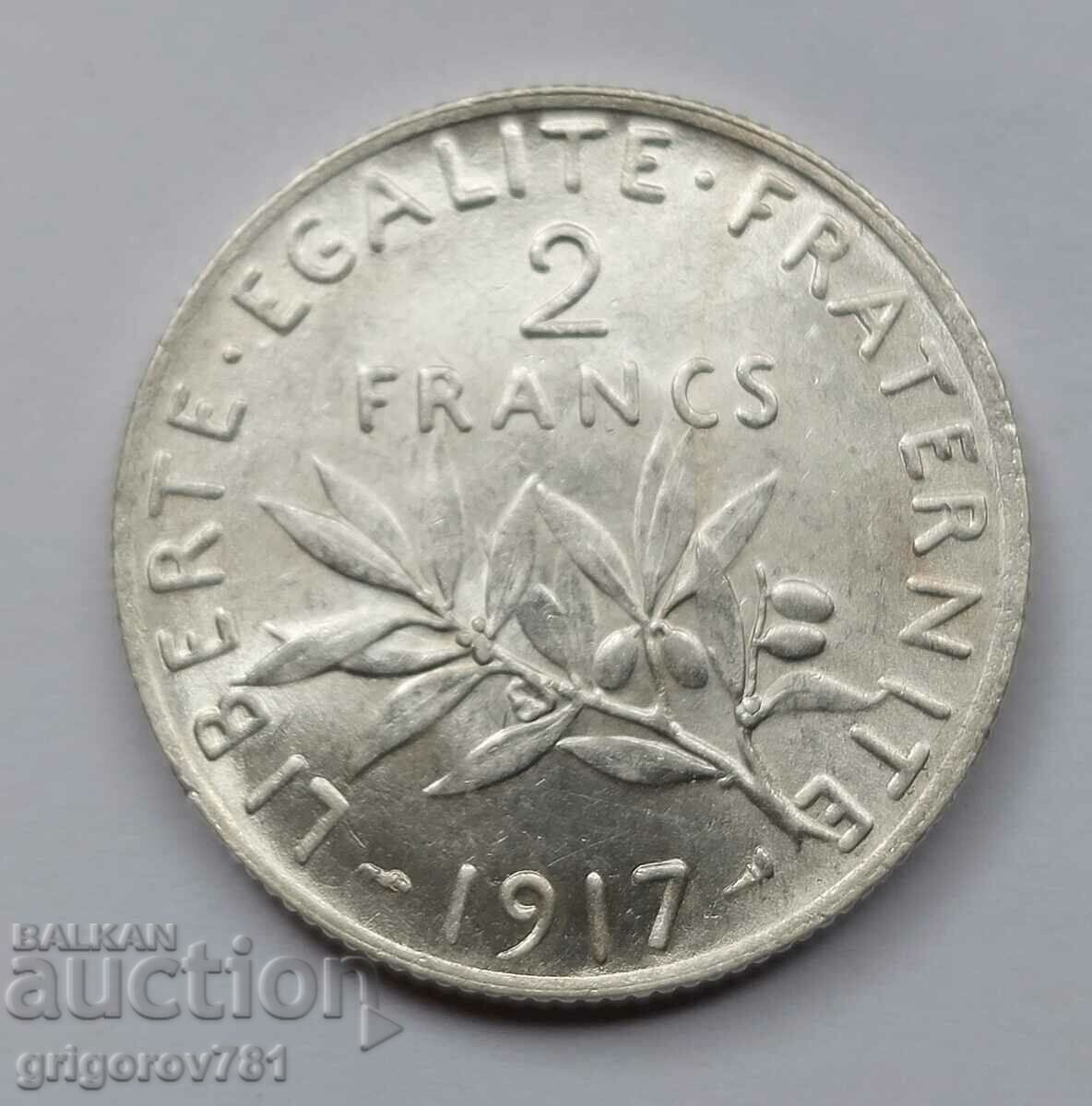 2 франка сребро Франция 1917 - сребърна монета #129