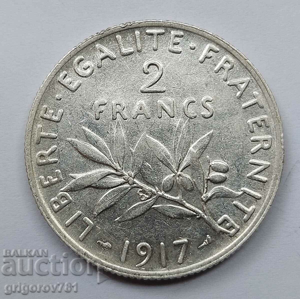 2 франка сребро Франция 1917 - сребърна монета #131