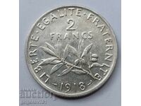 2 франка сребро Франция 1918 - сребърна монета #133