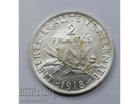2 франка сребро Франция 1918 - сребърна монета #135