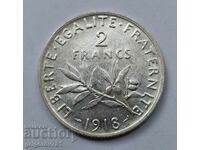 2 франка сребро Франция 1918 - сребърна монета #136