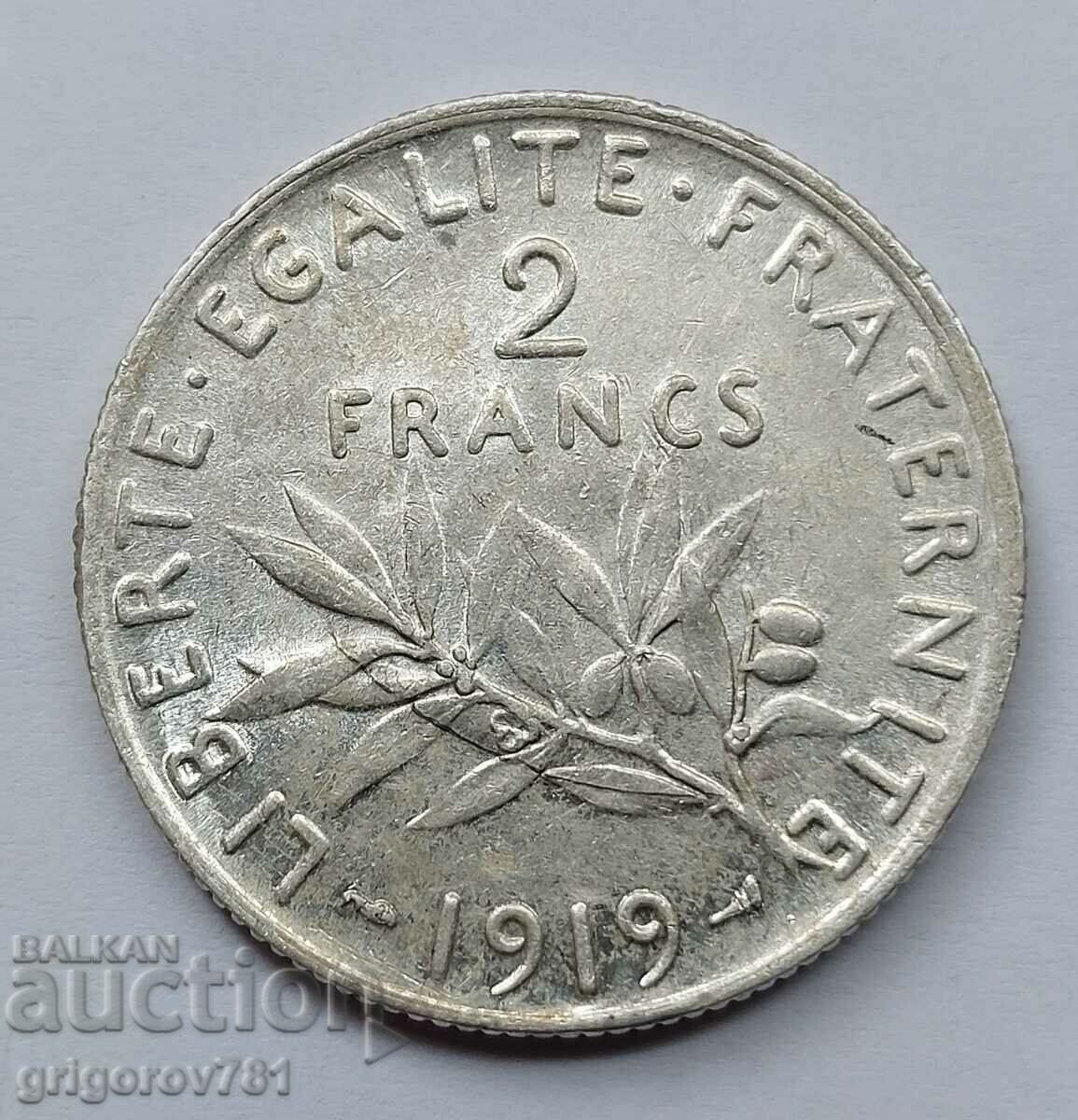 2 Francs Silver France 1919 - Silver Coin #140