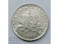 2 франка сребро Франция 1919 - сребърна монета #140