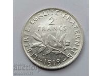 2 Φράγκα Ασήμι Γαλλία 1919 - Ασημένιο νόμισμα #143