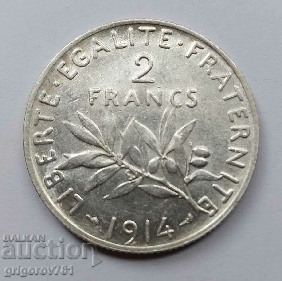 2 Φράγκα Ασήμι Γαλλία 1914 - Ασημένιο νόμισμα #144
