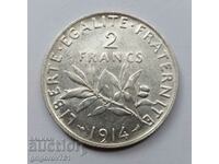 2 Francs Silver France 1914 - Silver Coin #144