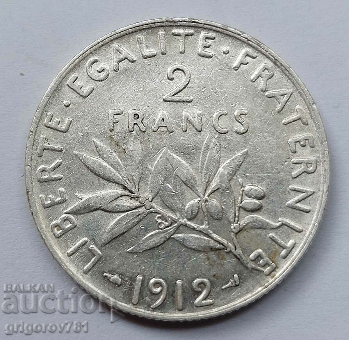 2 Francs Silver France 1912 - Silver Coin #146