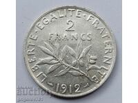 2 франка сребро Франция 1912 - сребърна монета #146