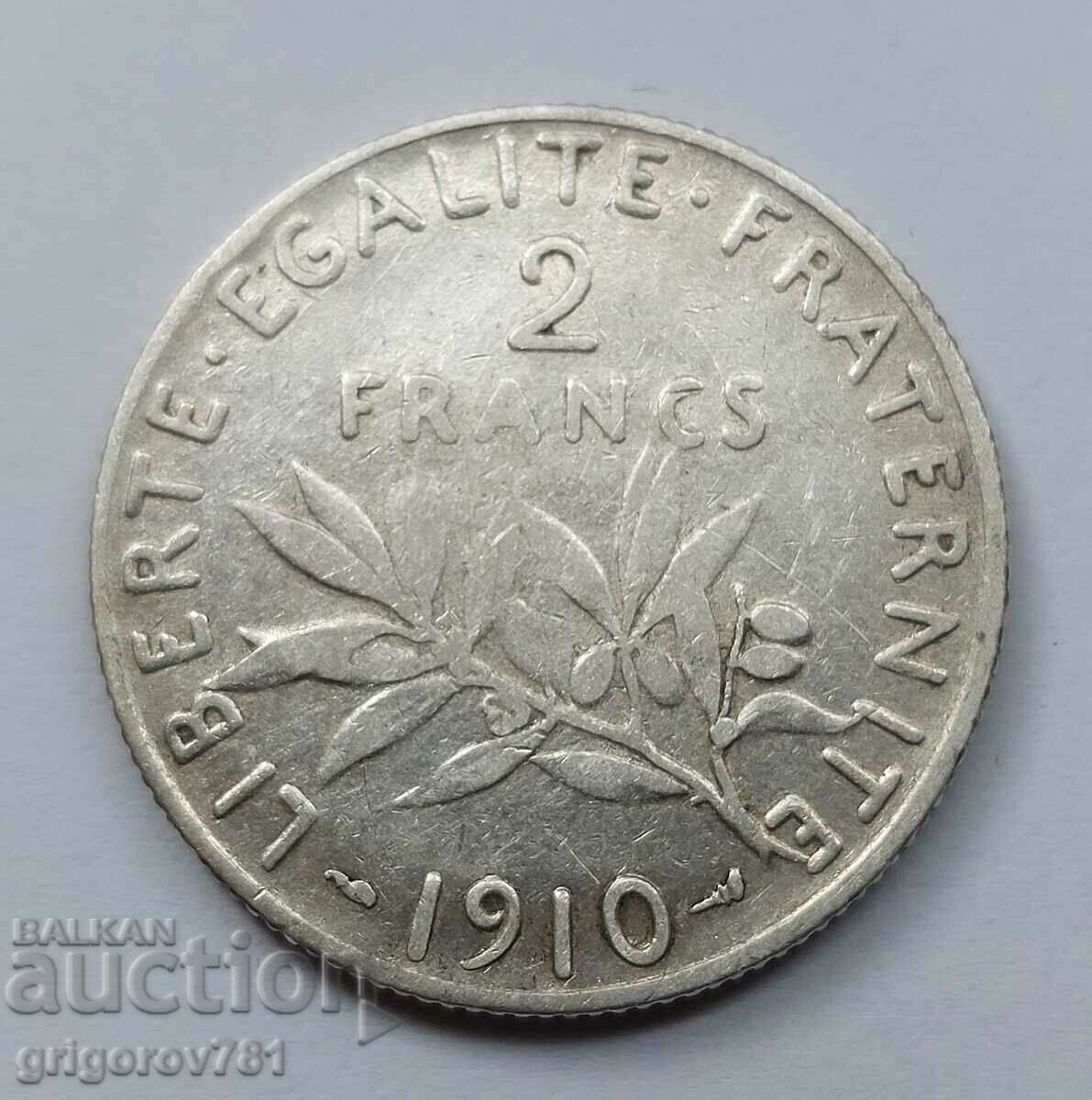 2 Φράγκα Ασήμι Γαλλία 1910 - Ασημένιο νόμισμα #147