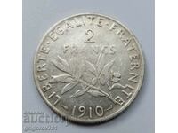 2 Φράγκα Ασήμι Γαλλία 1910 - Ασημένιο νόμισμα #147