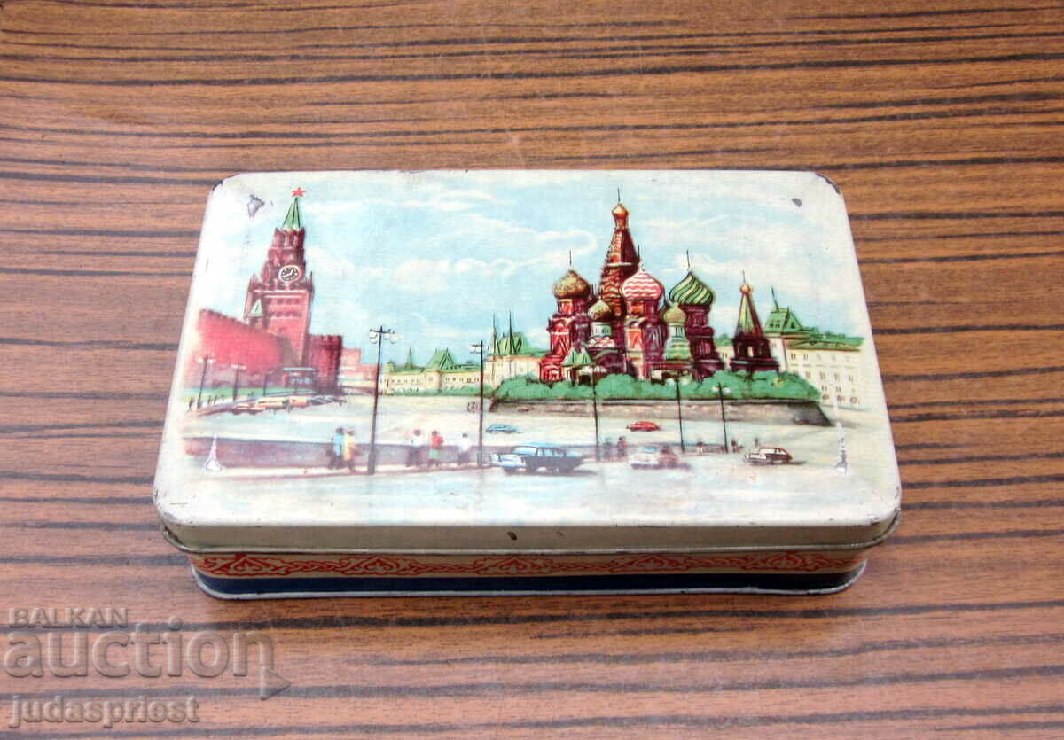 old Russian Soviet metal tin box with Kremlin with price 35.00 BGN | € 17.90