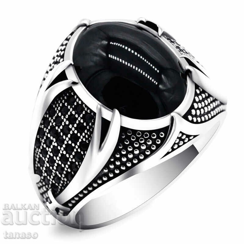 Men's obsidian ring