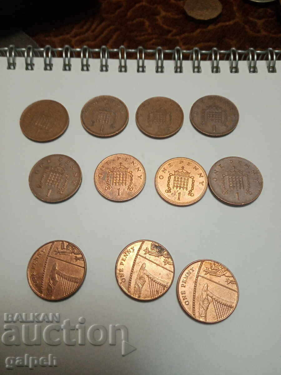 New Year discounts ENGLAND - LOT 1 PENNY - 11 pcs. - BGN 6 - 5