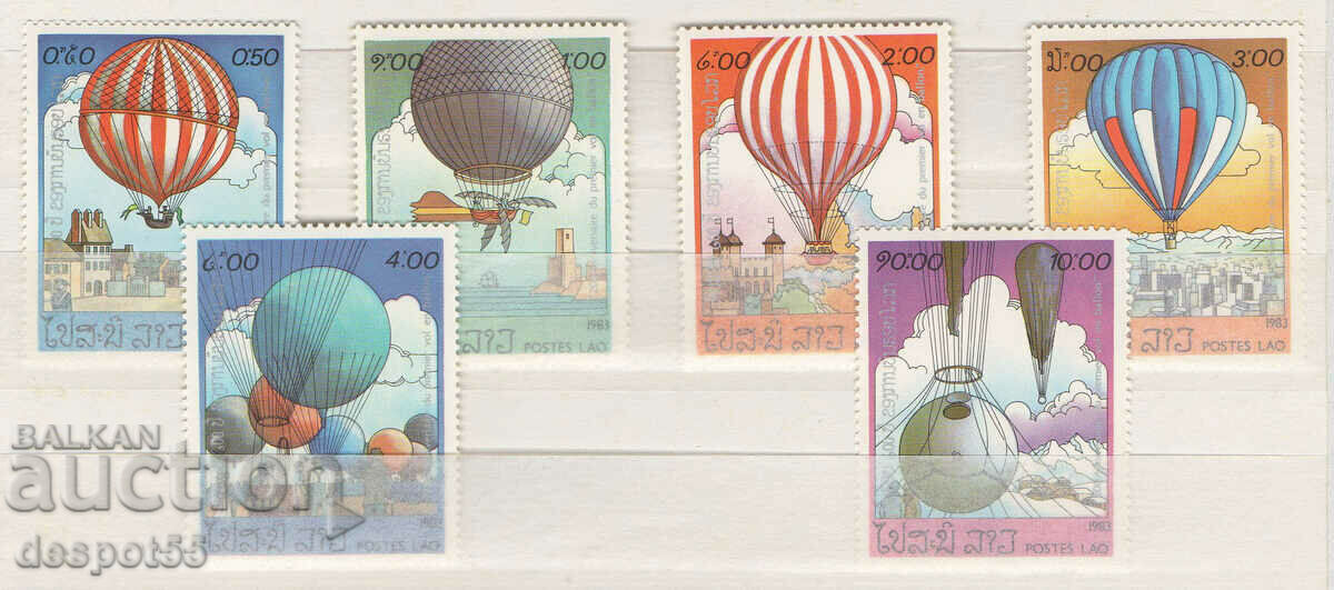 1983. Laos. 200th anniversary of manned flights - balloons.