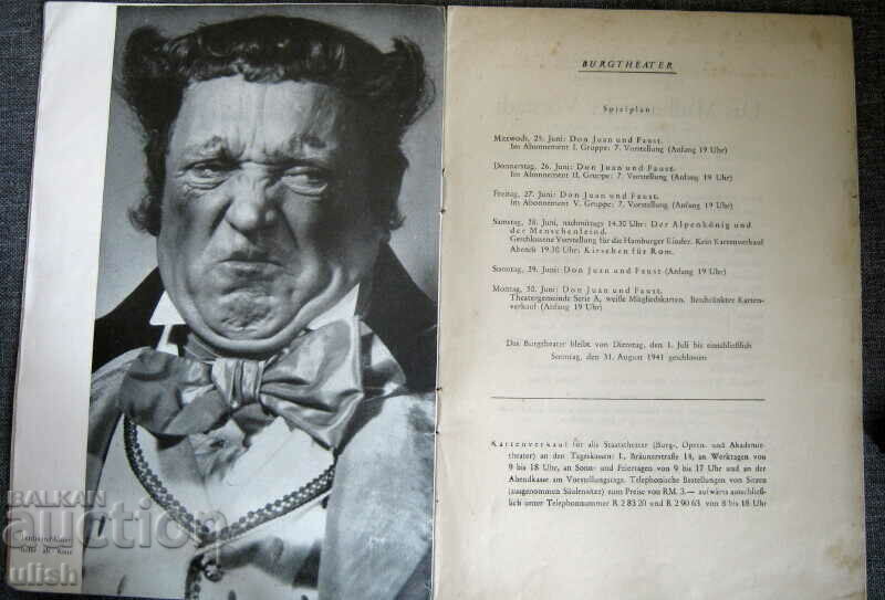 Auction  1941 Akademie Theater program 3rd Reich Vienna autograph