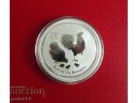 2 oz SILVER- 9999- LUNAR YEAR OF THE ROOSTER-UNC
