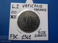 RS(53) Vatican Curio 2 Lire 1941 UNC Rare