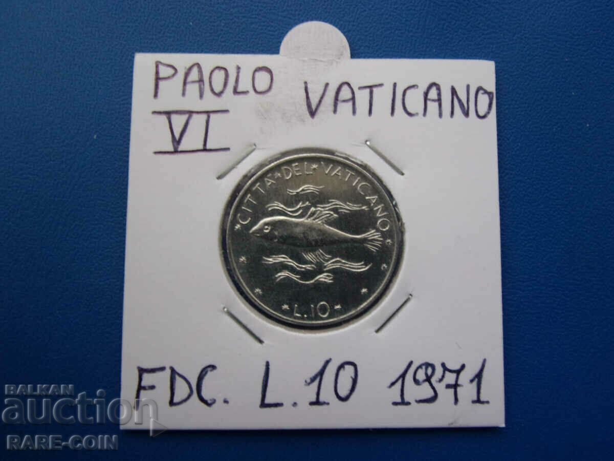 RS(53) Vatican 10 Lira 1971 UNC Rar