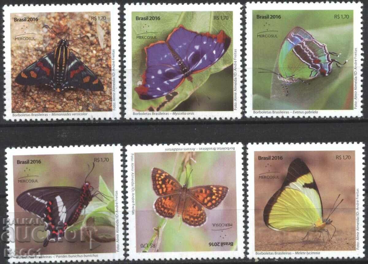 Pure Stamps Fauna Insects Butterflies 2016 from Brazil