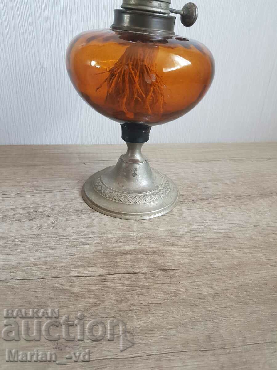 Licitație Lampă veche de masă din sticlă maro