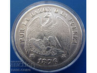 Chile 1 Peso 1876 Rare Original