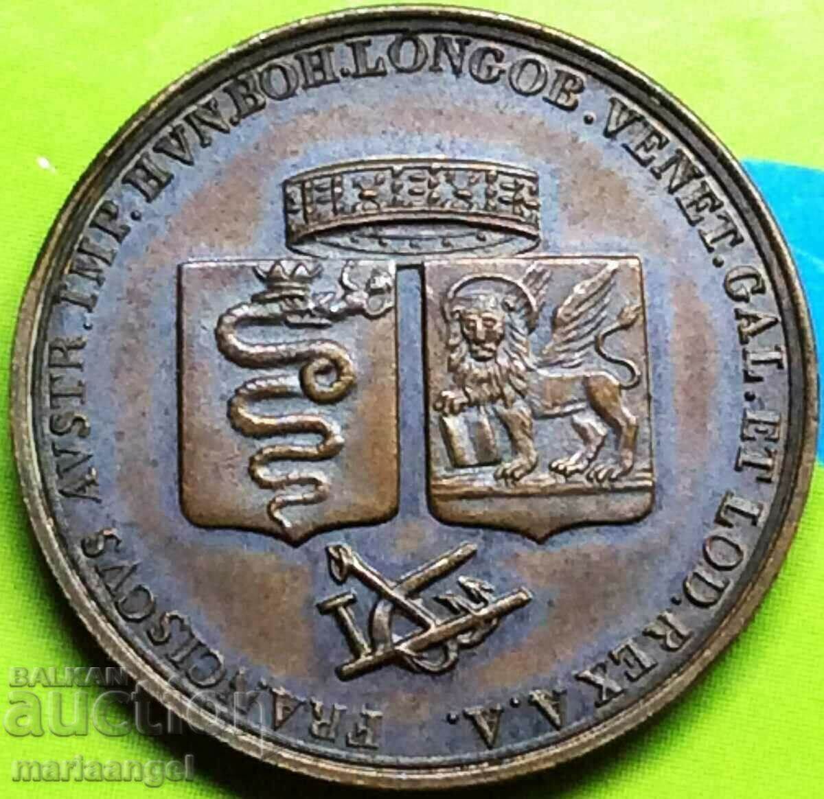 Милан 1 коронациона Лира 1815 Италия Франциск Хабсбург сребр